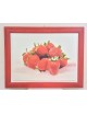 Quadro con fragole su tela e cornice in legno rosso h x 68,4 larghezza 88,5.