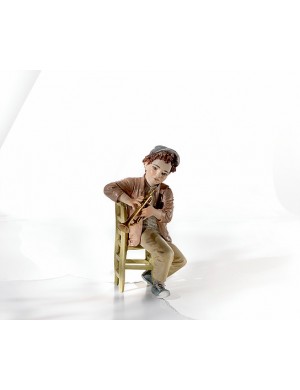 Sibania Davis figura in porcellana ragazzo seduto con tromba collezione sweet-swing band