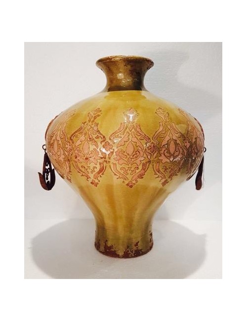Vaso da terra verde rustico con pendenti invecchiati ai lati Lorenzon 