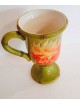 Bicchiere con piede verde con fiori certified gift 