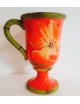 Bicchiere con piede rosso con fiori certified gift 