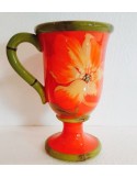 Bicchiere con piede rosso con fiori certified gift 