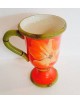 Bicchiere con piede rosso con fiori certified gift 