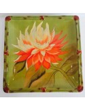 Centro tavola/vassoio verde con fiori arancio giallo  certified gift 