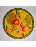 Piatto piano in ceramica giallo con contorno verde 