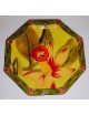 Piatto frutta in ceramica giallo con contorno verde 