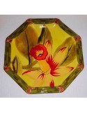 Piatti frutta in ceramica  giallo con contorno verde 