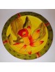 Piatto fondo in ceramica  giallo con contorno verde con fiore