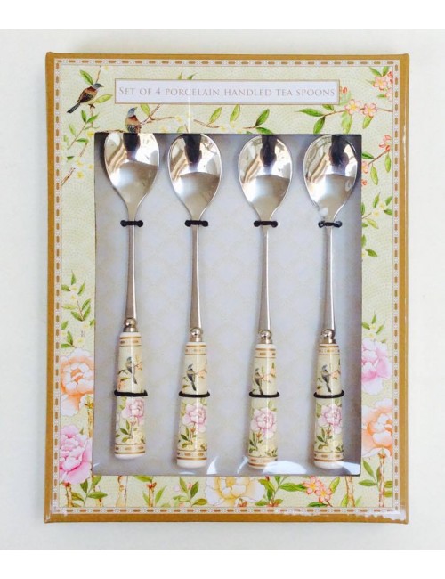 Easy life palace garden  set 4 cucchiaini da the con manico in porcellana 