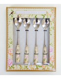 Easy life palace garden  set 4 cucchiaini da the con manico in porcellana 