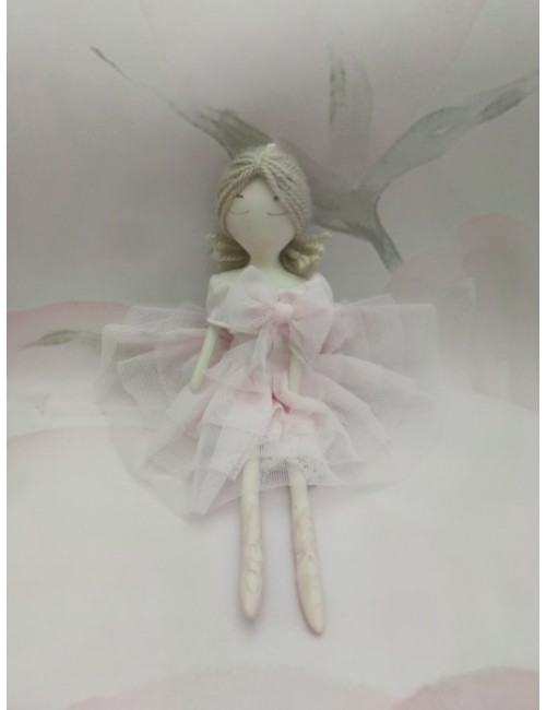 Bambolina ballerina in tulle e porcellana di capodimonte biscuit.