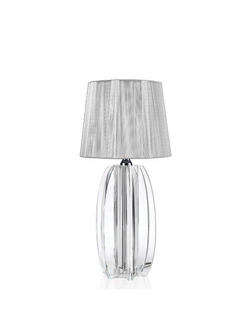 OTTAVIANI LAMPADA IN CRISTALLO CON CAPPA IN TESSUTO h cm 37 