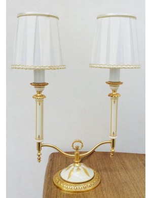 ACF objects of art Florence lamp limoge and gold   A2, H 47 cm x L 24 cm